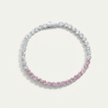  Pulsera Tenis con cristales de circón blanco y rosa en acero de titanio